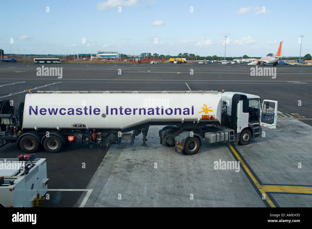 Services at Newcastle Airport UK fuel tanker fuel prices and Stock