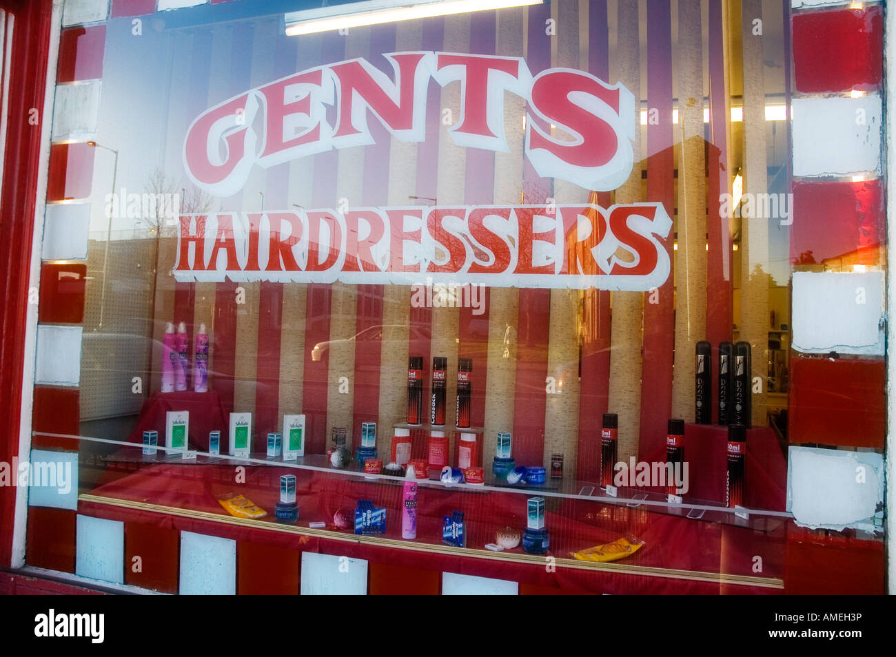Old fashioned Gents Hairdressers shop Stock Photo Alamy