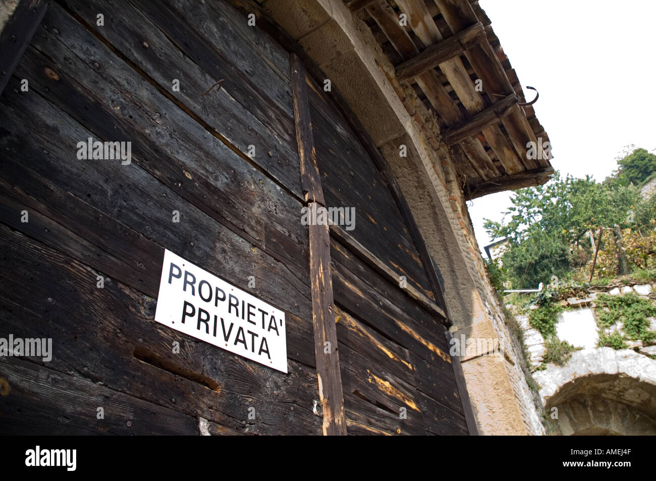 Sign on old buidling in Borgo Canale district Bergamo Italy Stock Photo