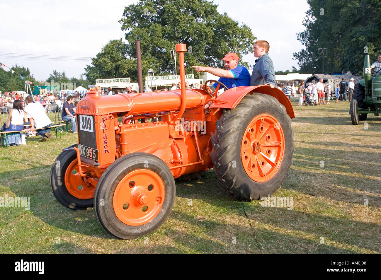 Old vintage orange Fordson tractor at Moreton in Marsh agricultural show September 2005 Cotswolds UK Stock Photo