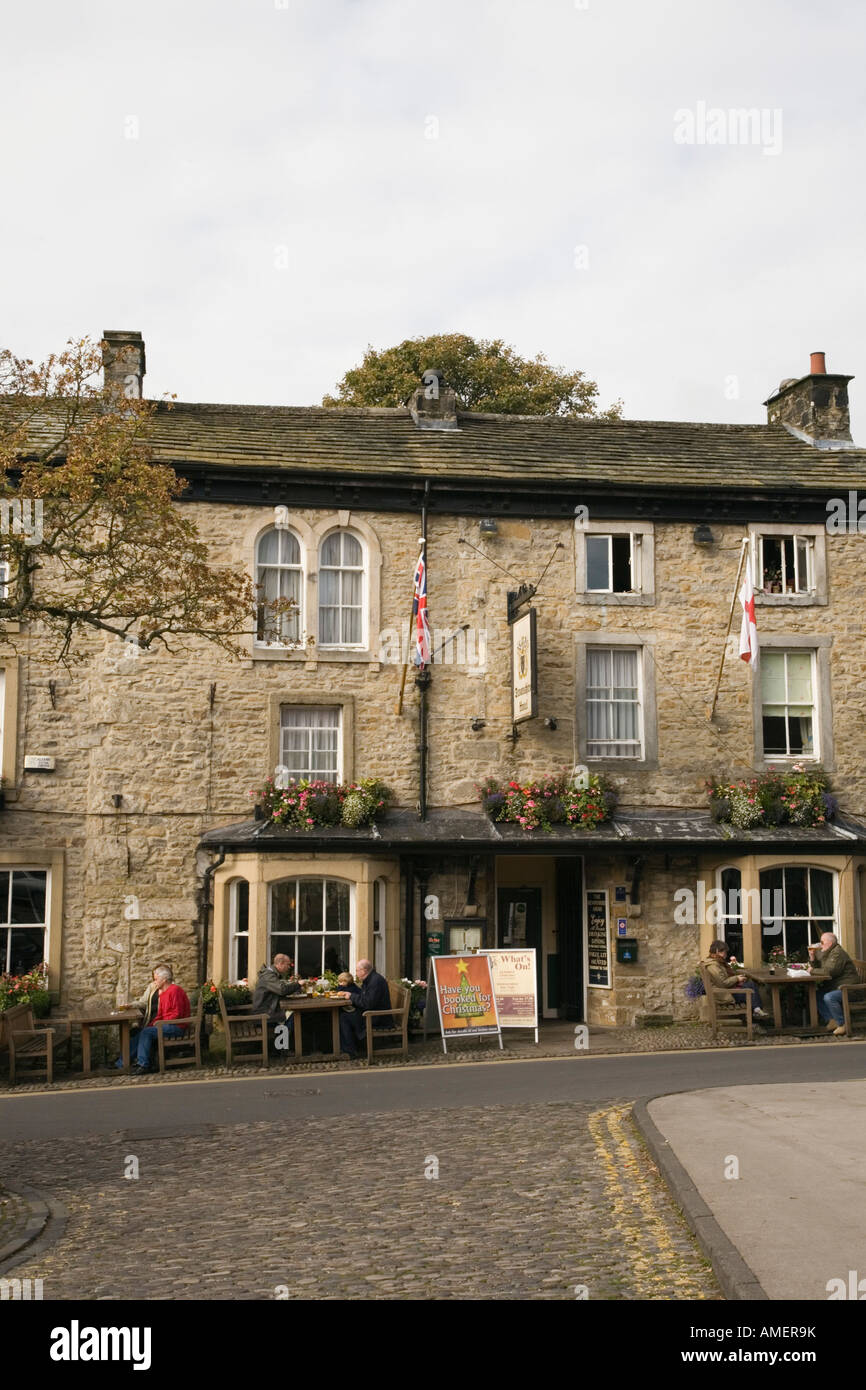 Traditional old stone building The Devonshire hotel in village centre. Grassington North Yorkshire England UK Stock Photo