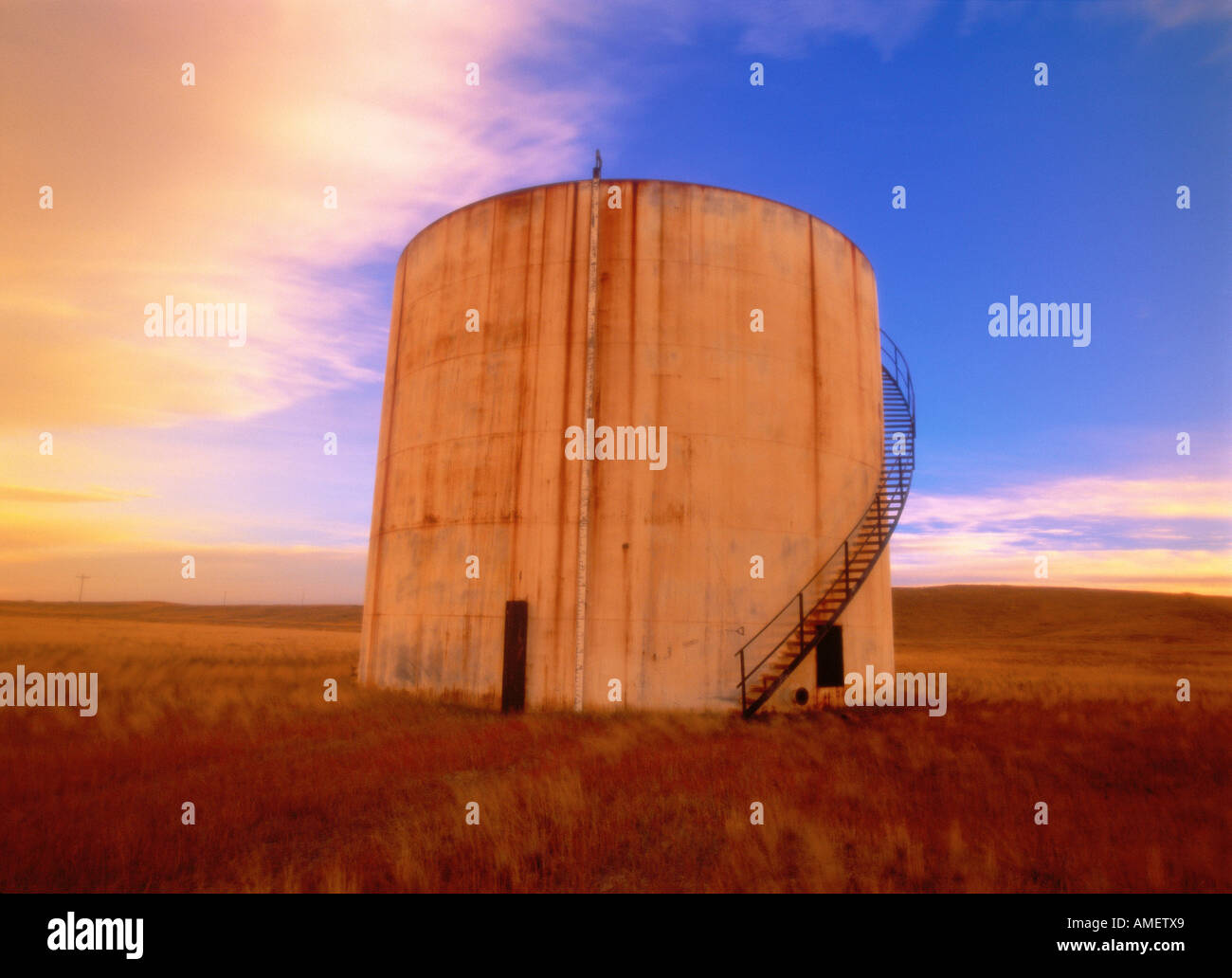 Abandoned Oil Storage Tank Montana, USA Stock Photo Alamy