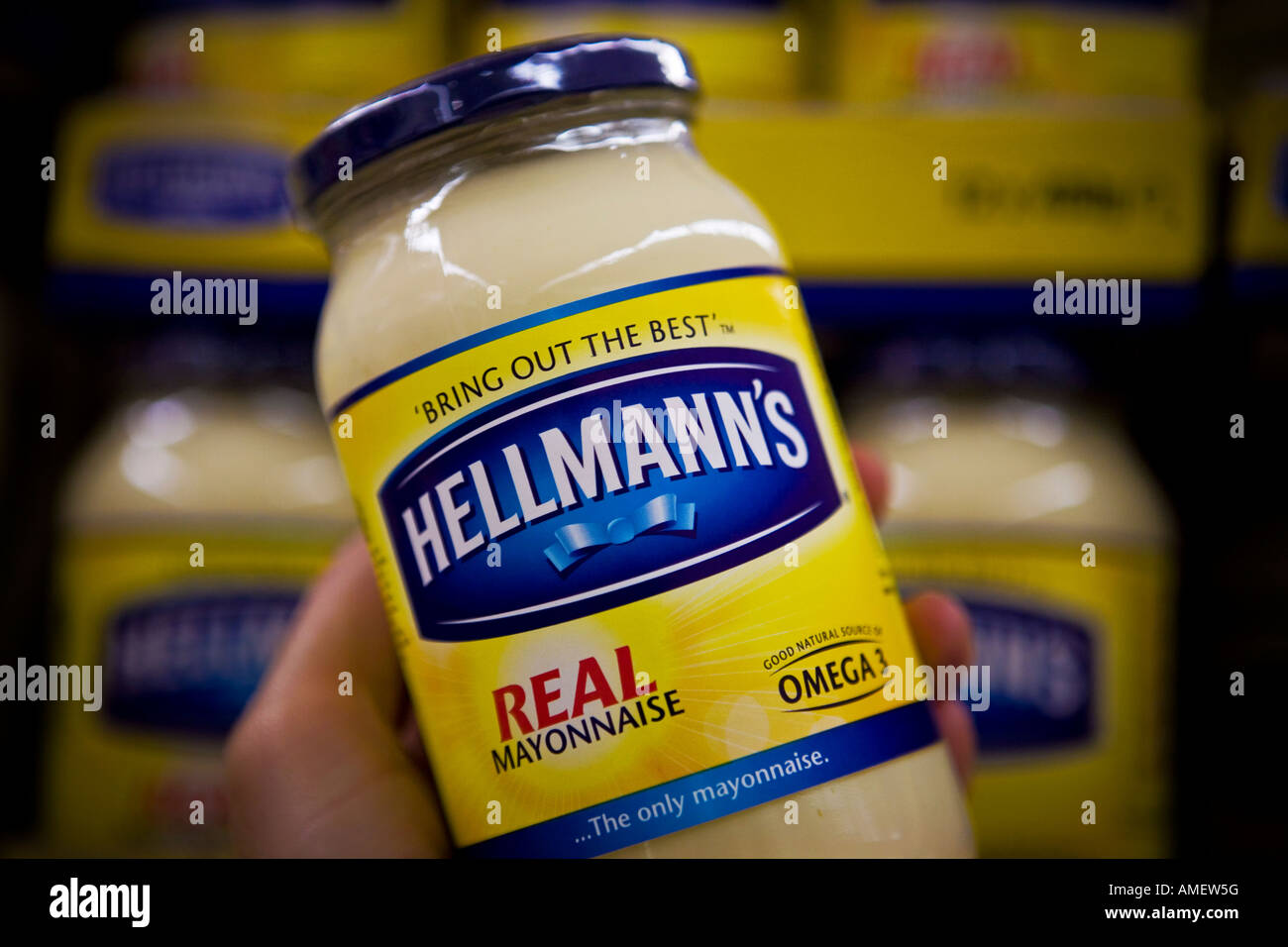 Hellmanns real mayonnaise Hellmanns is a Unilever brand Stock Photo
