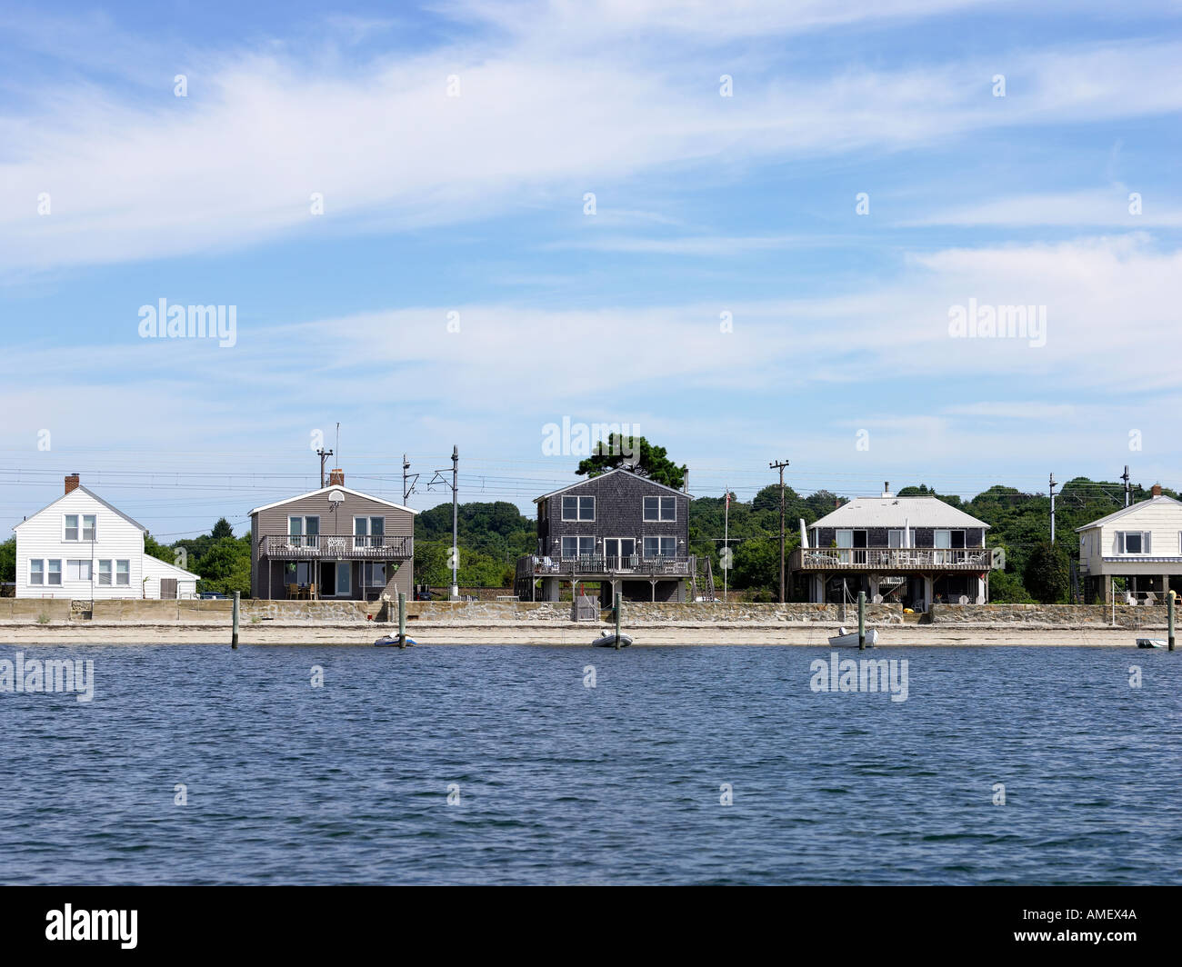 Mystic Beach houses Stock Photo Alamy