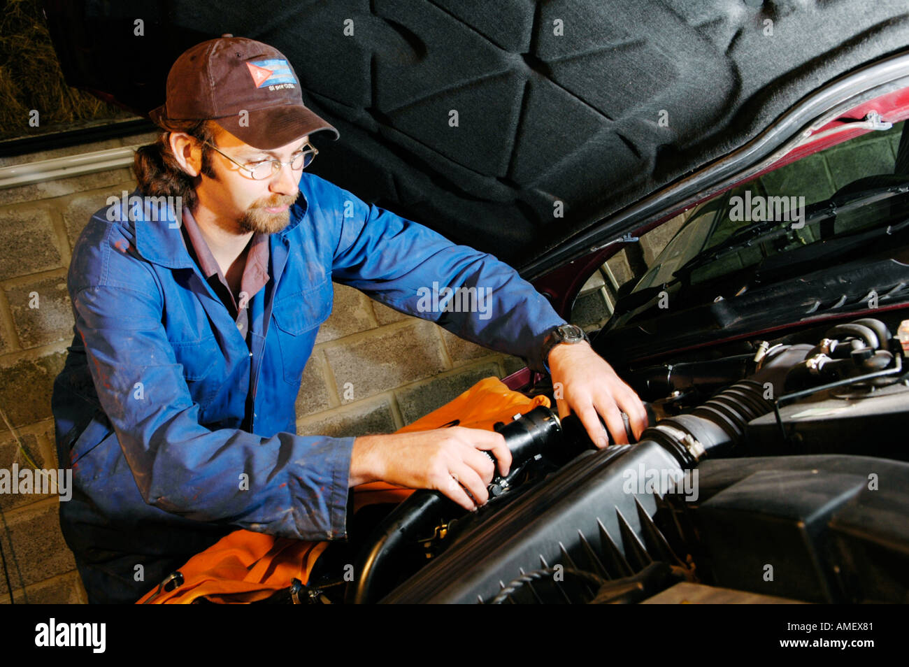 Mechanic Daniel Blackburn converting a diesel car to run on vegetable