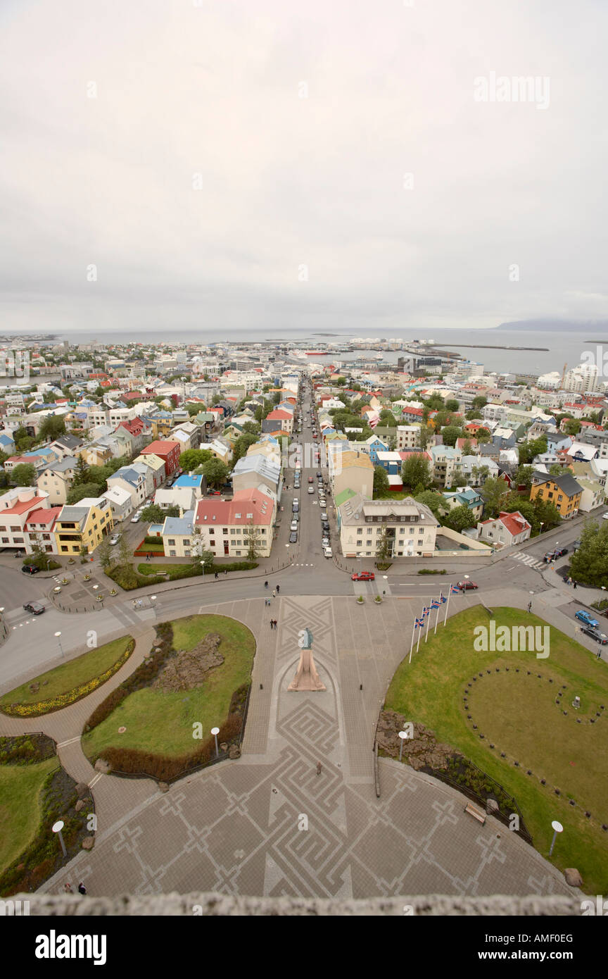Reykjavik cityscape as seen from the tower of Hallgrímskirkja, Reykjavik, Iceland Stock Photo