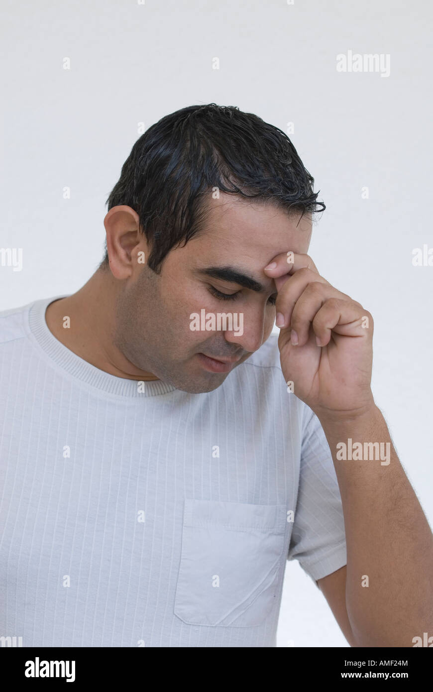 forgetful mature man Stock Photo