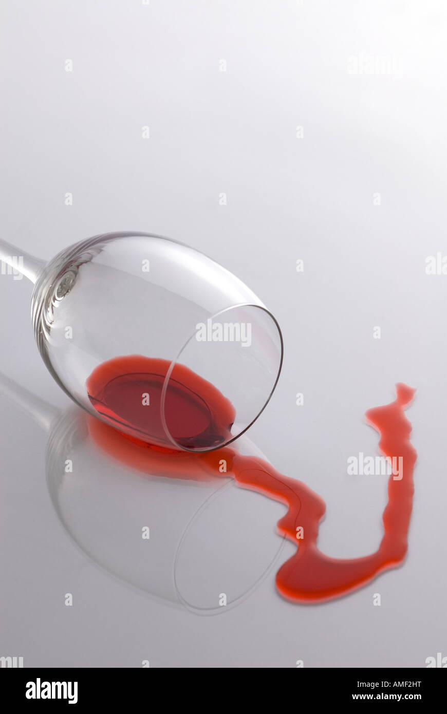 fallen glass wine spilling Stock Photo