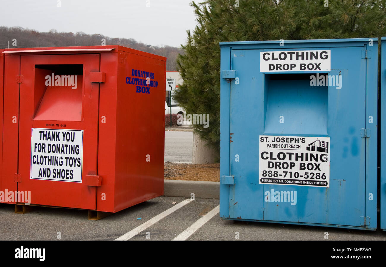 Drop boxes for clothing donations Stock Photo Alamy