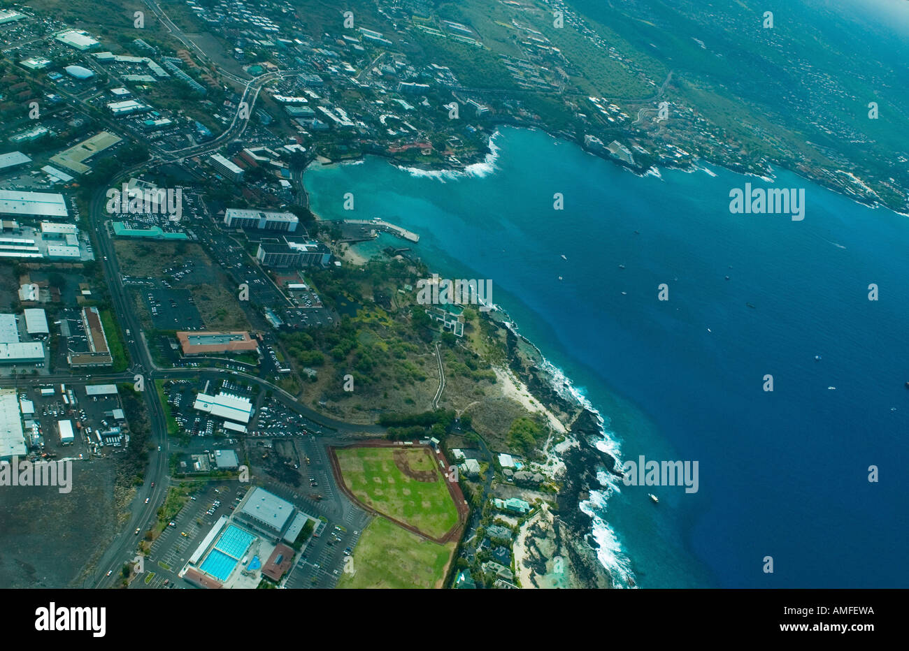 Kailua Kona Big Island aerial shot Hawaii Stock Photo