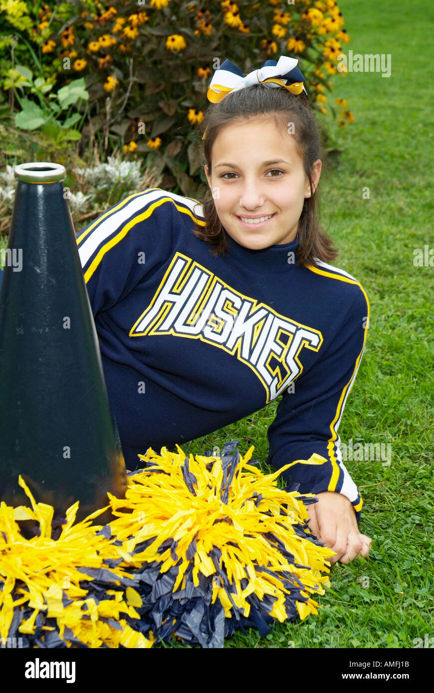 High School Cheerleader Stock Photo Alamy