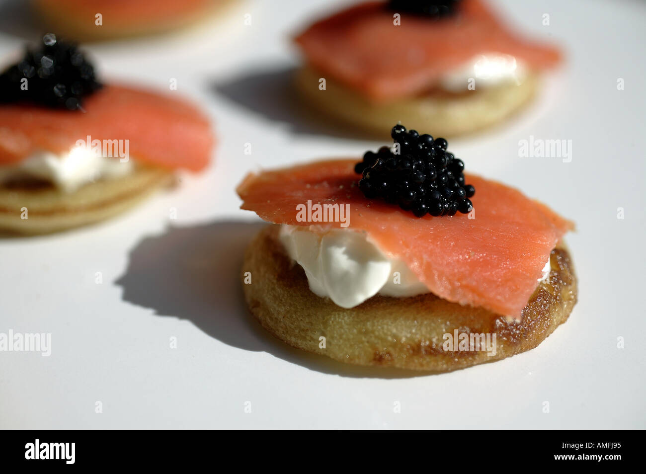Salmon and cream cheese canape Stock Photo - Alamy