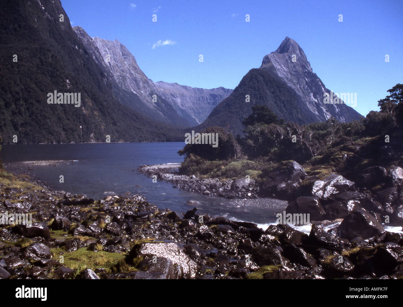 Milford Sound and Mitre Peak in Fiordland New Zealand Stock Photo Alamy