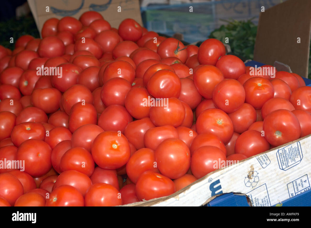 Market stall selling fruit and veg at Green Street East London UK Stock