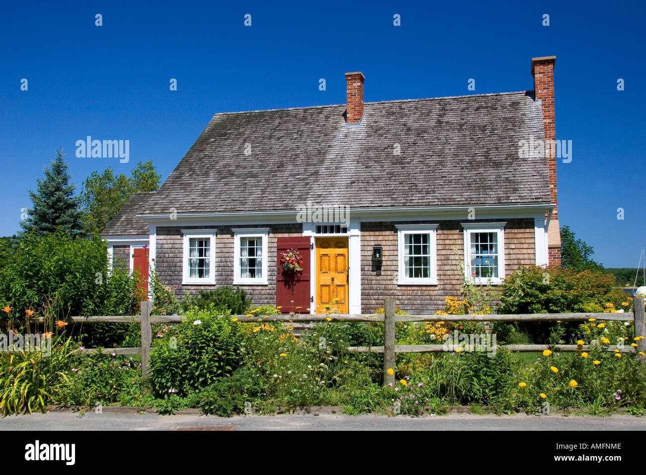 Shake Shingle Cottage At Mahone Bay Nova Scotia Canada Stock