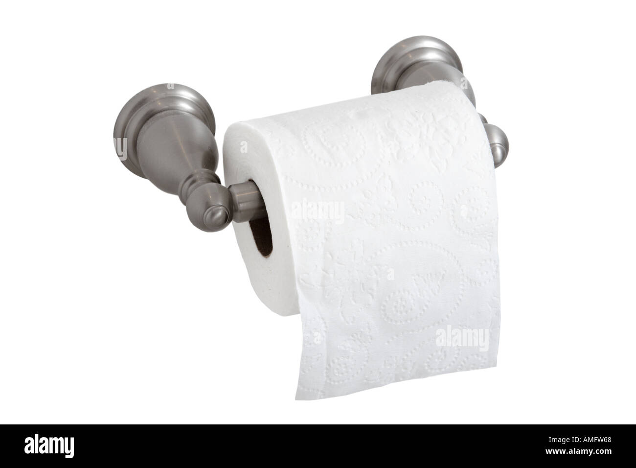toilet paper roll and holder Stock Photo