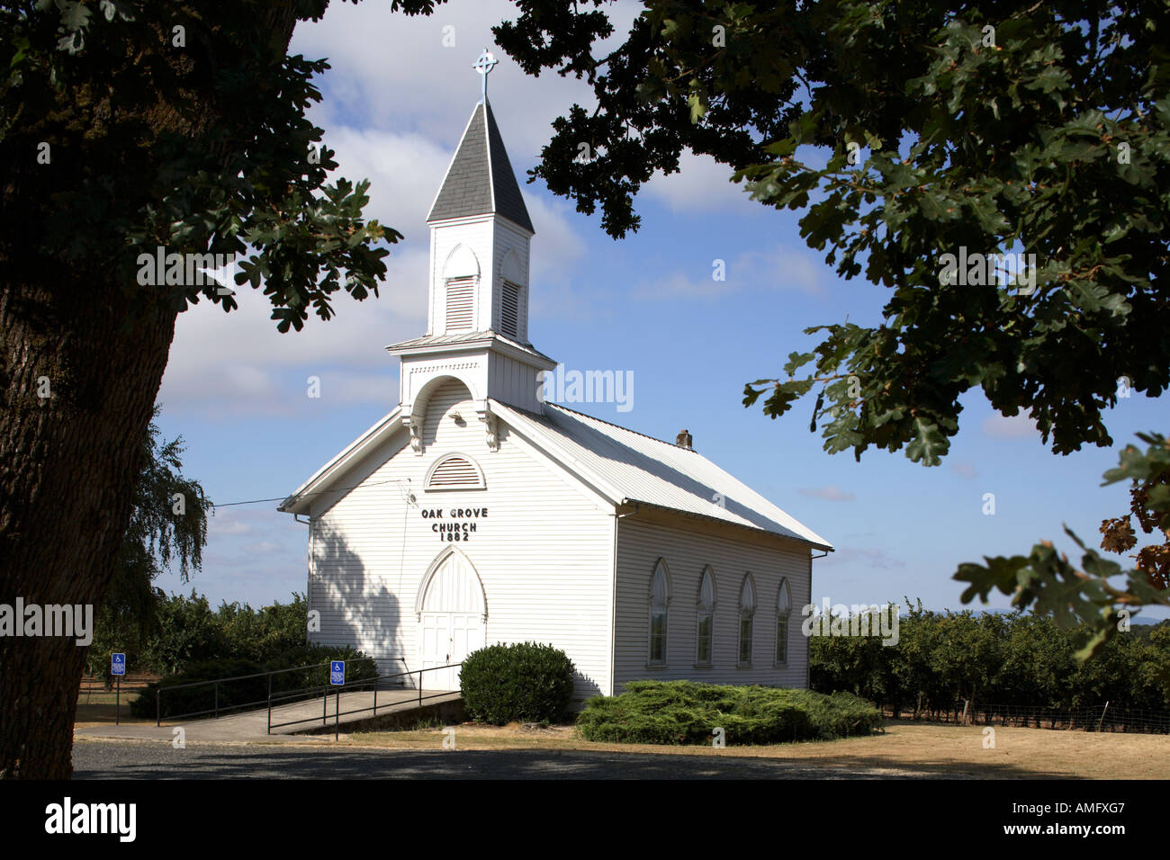 Oak Grove Church in Rural Oregon Stock Photo