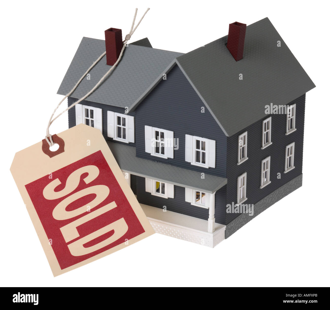 House with Sold Tag Stock Photo