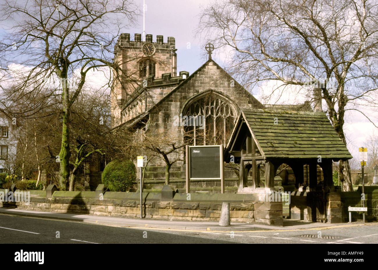 Cheshire Stockport Cheadle Saint Marys Parish Church lych gate Stock
