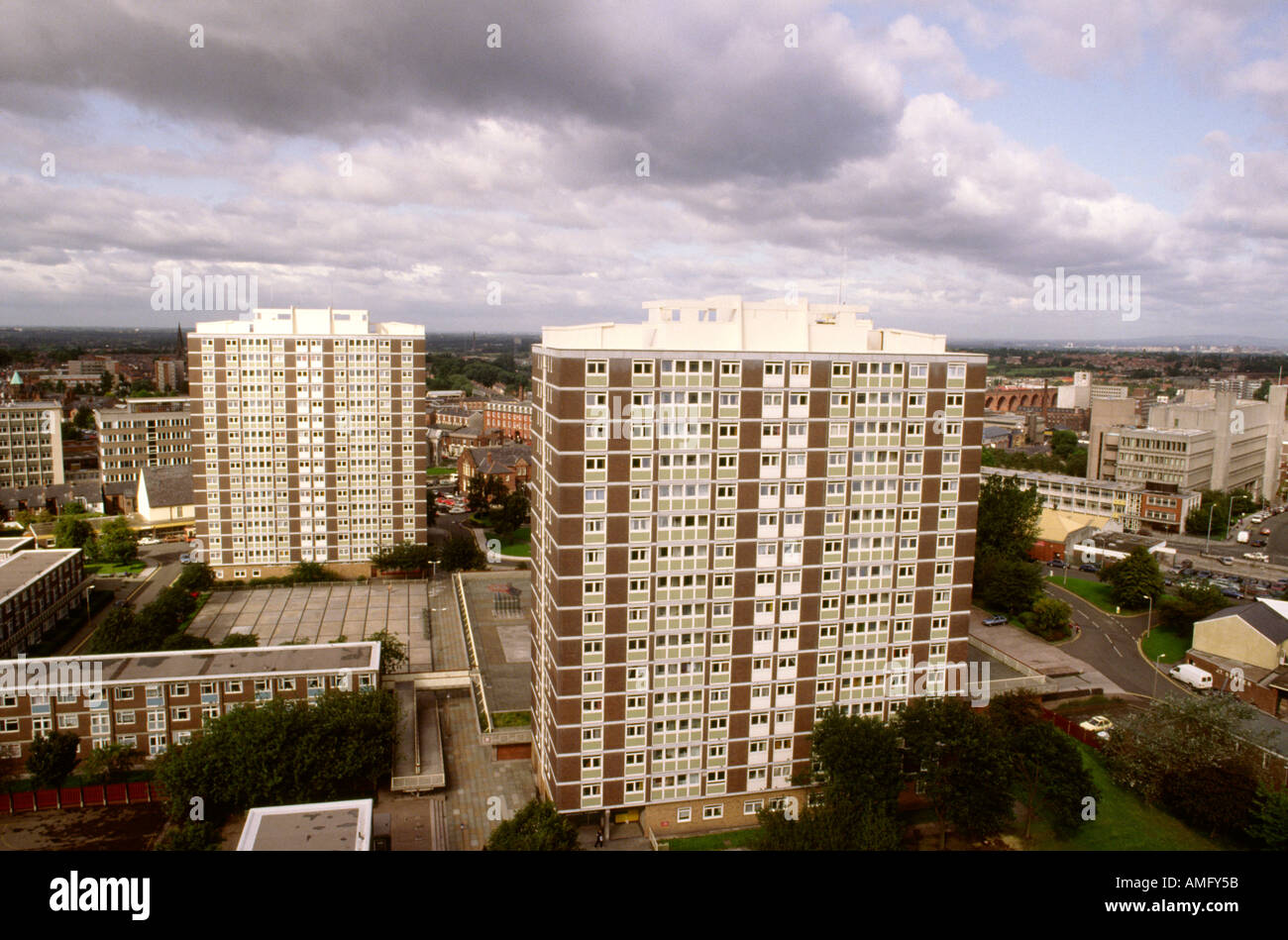 Cheshire Stockport council housing Mottram Street Flats Stock Photo