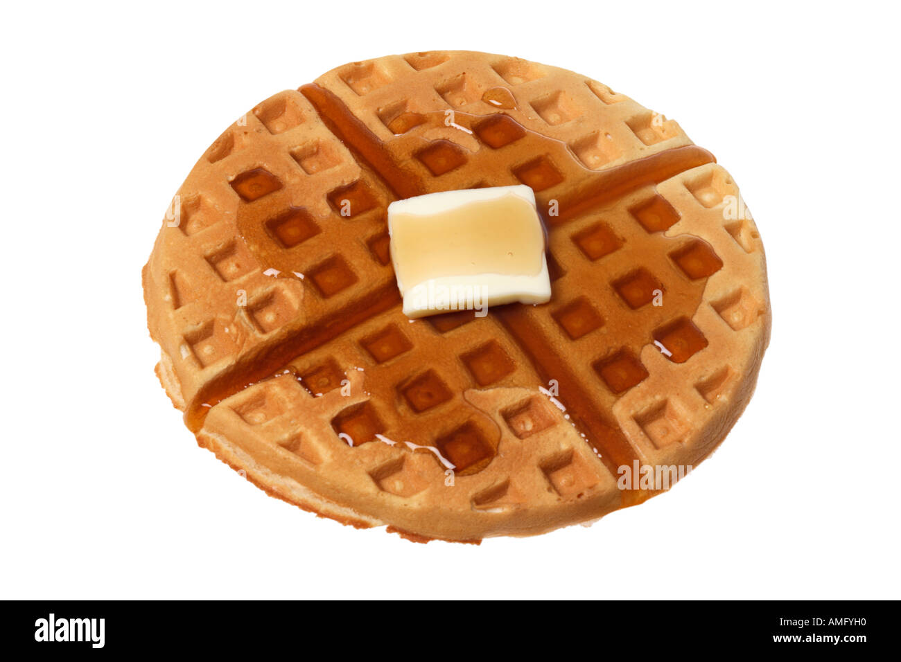 Waffle with Butter and Maple Syrup Stock Photo Alamy