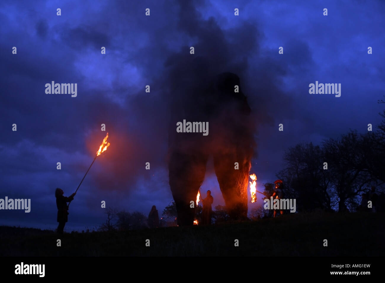 Burning wicker man ceremony archaeolink hires stock photography and