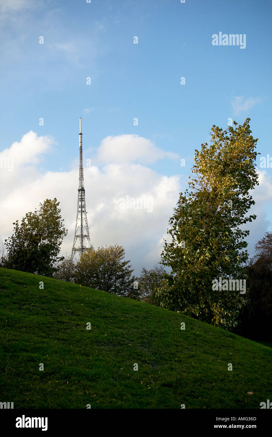radio mast at crystal palace london england Stock Photo Alamy