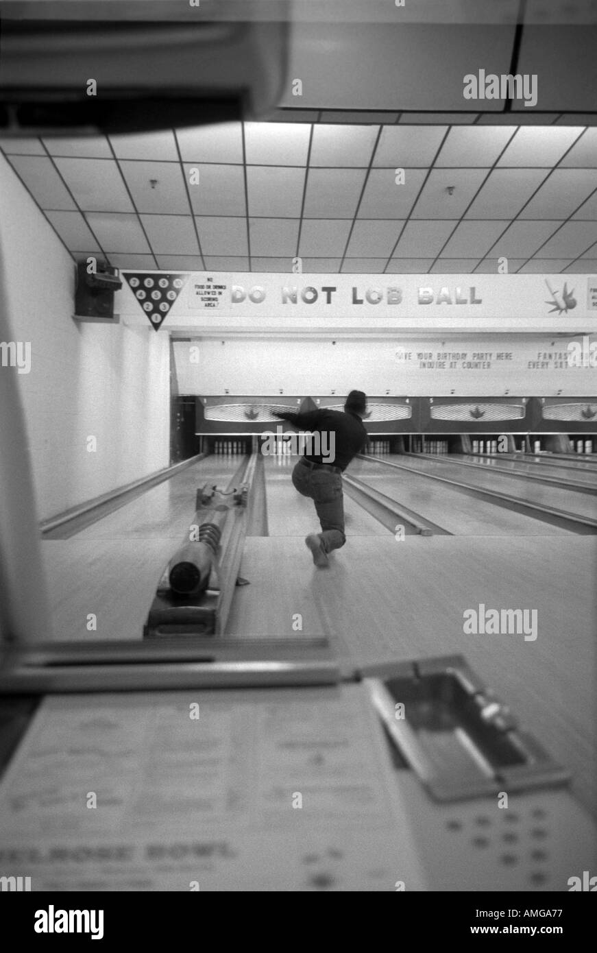Bowling black and white b w sport pastime nostalgia fun hires stock