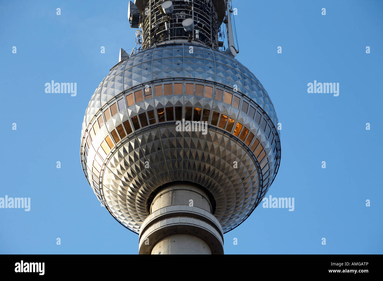 ball of the berliner fernsehturm Berlin TV tower symbol of east berlin Germany Stock Photo