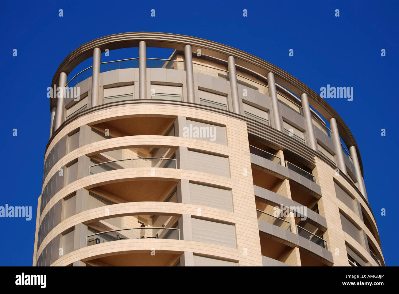 Israel Bat Yam Modern High rise building blue sky background Stock ...