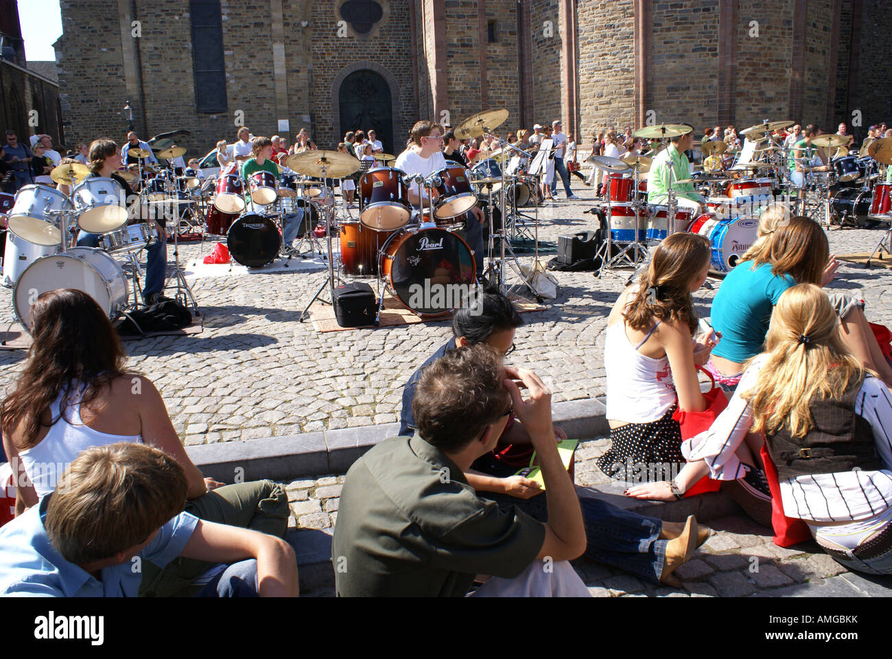 musical band playing the drums at open air music festival Maastricht