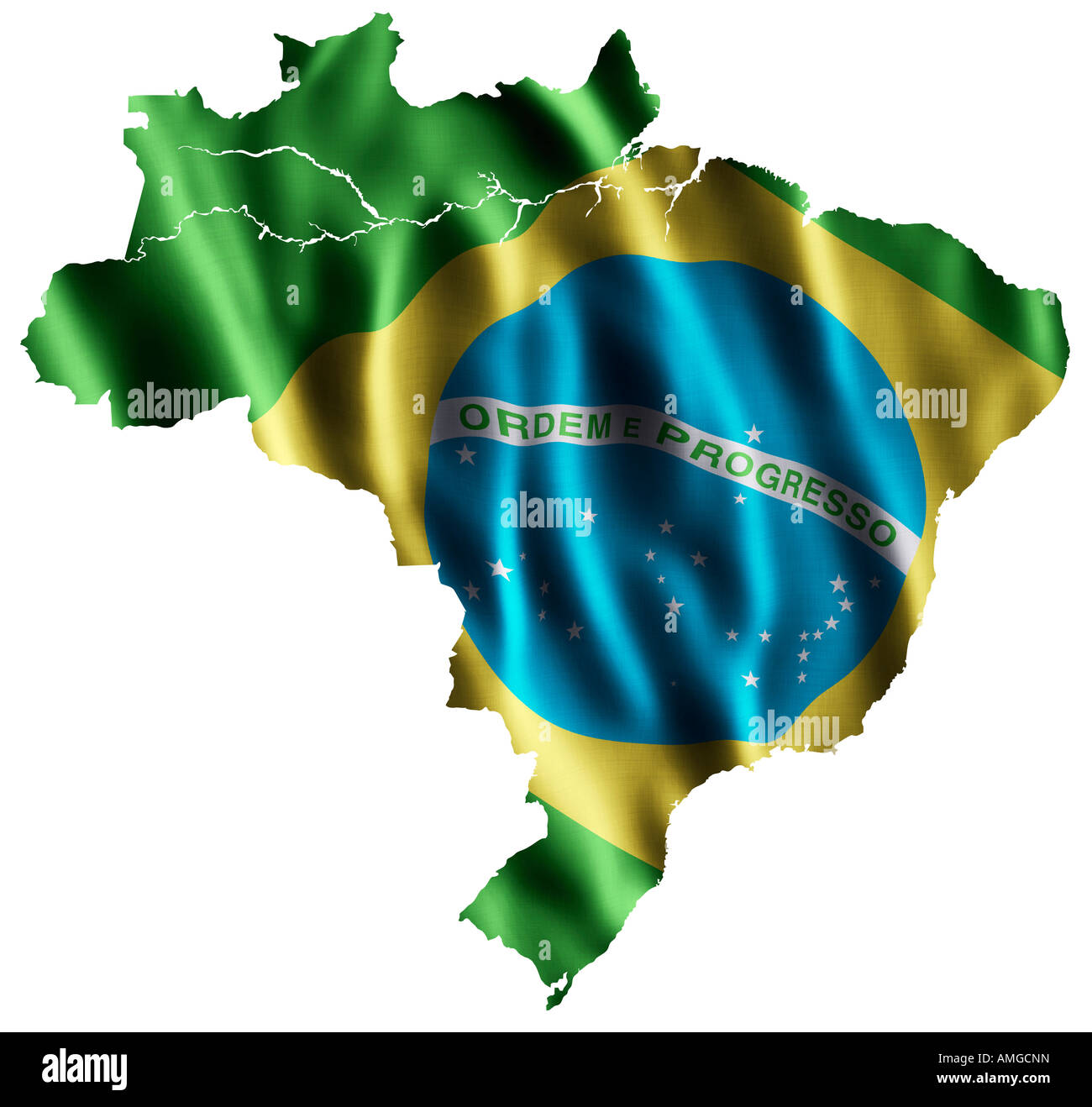 National flag of Brazil as a map Stock Photo