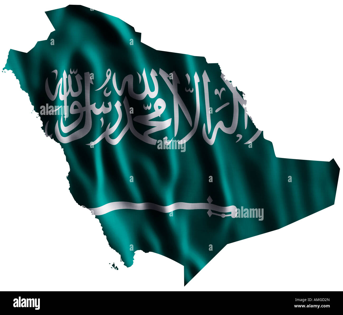National flag of Saudi Arabia as a map Stock Photo