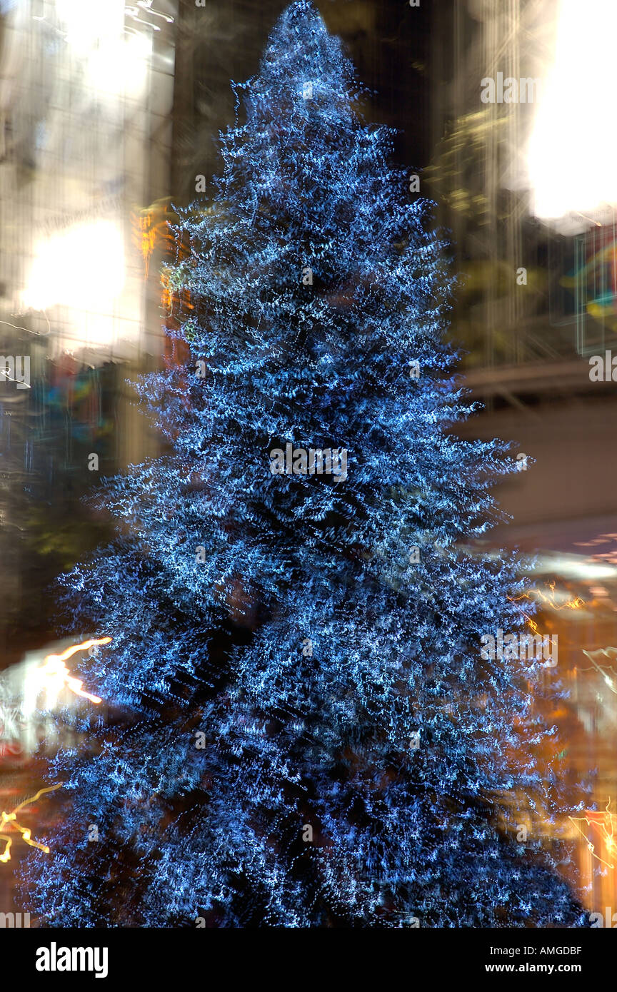 Christmas tree blue lights long exposure Toronto Canada Stock Photo Alamy