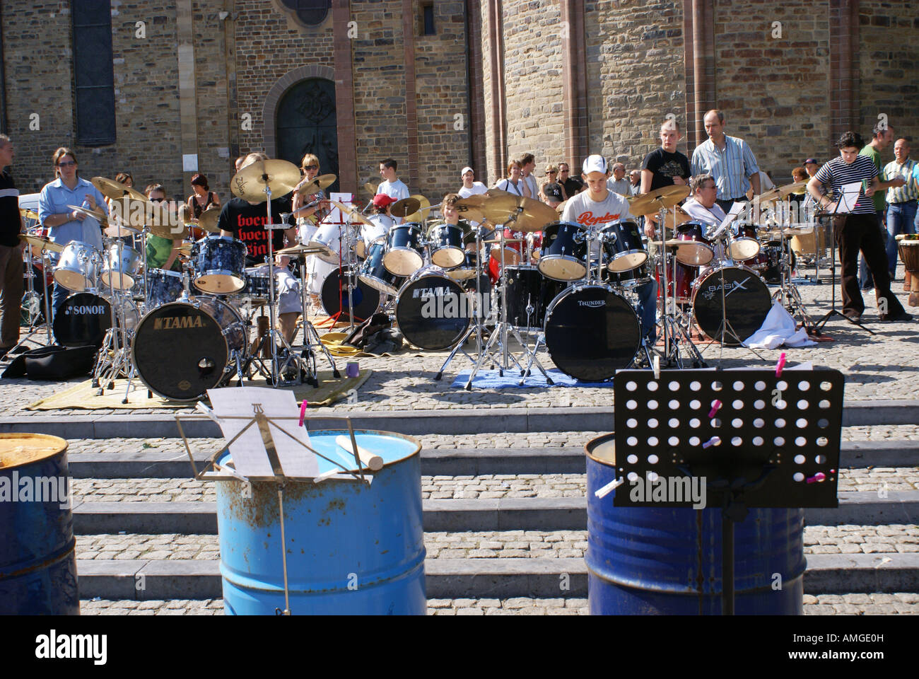 musical band playing the drums at open air music festival Maastricht