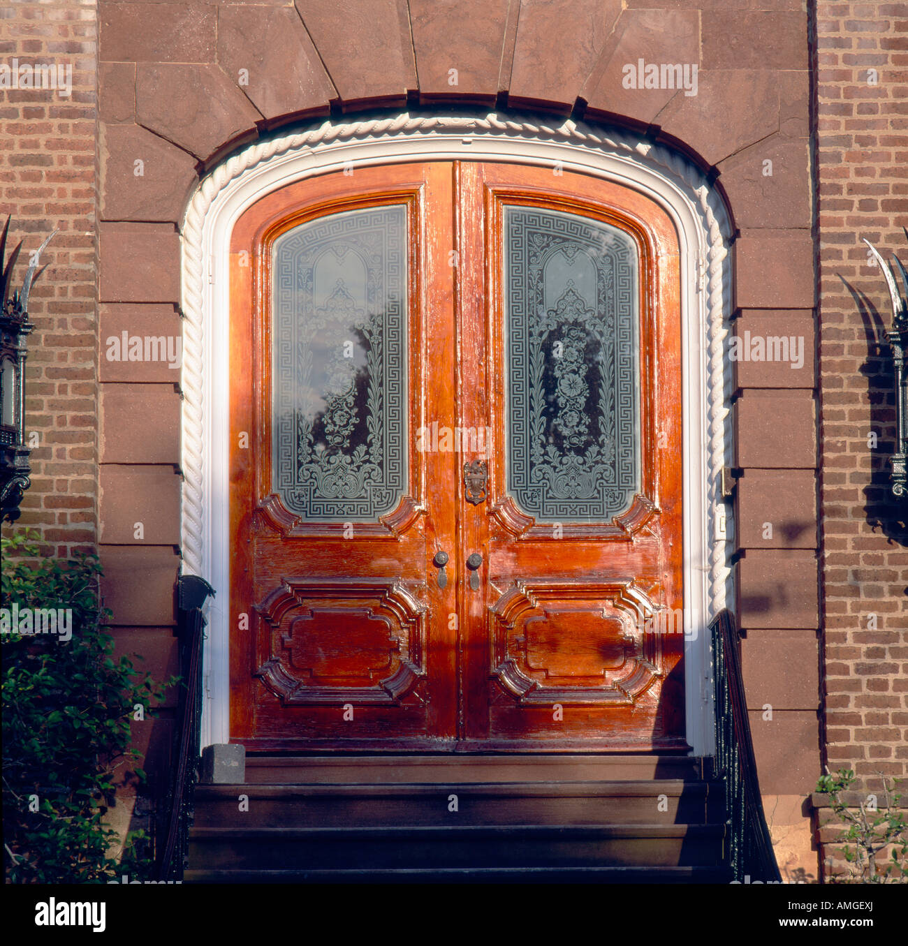 Elegant cut glass doors on an historic home in Charleston, SC Stock