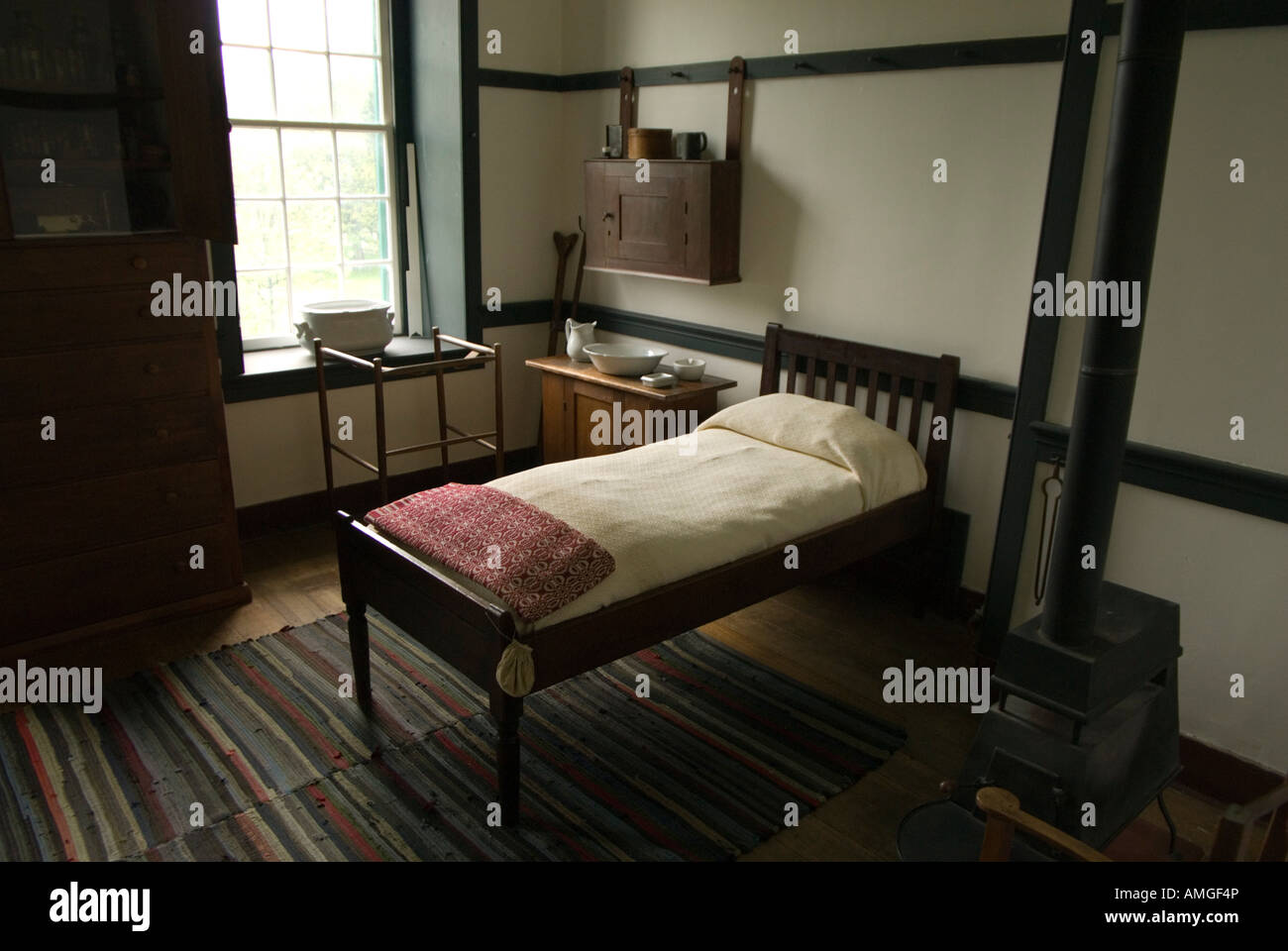 A room on display at the Shaker Village at Pleasant Hill in Lexington, Kentucky. Stock Photo