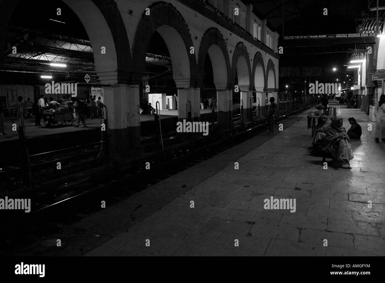 In the early morning, waiting for the train in Varanasi station to new Jalpaiguri. Stock Photo