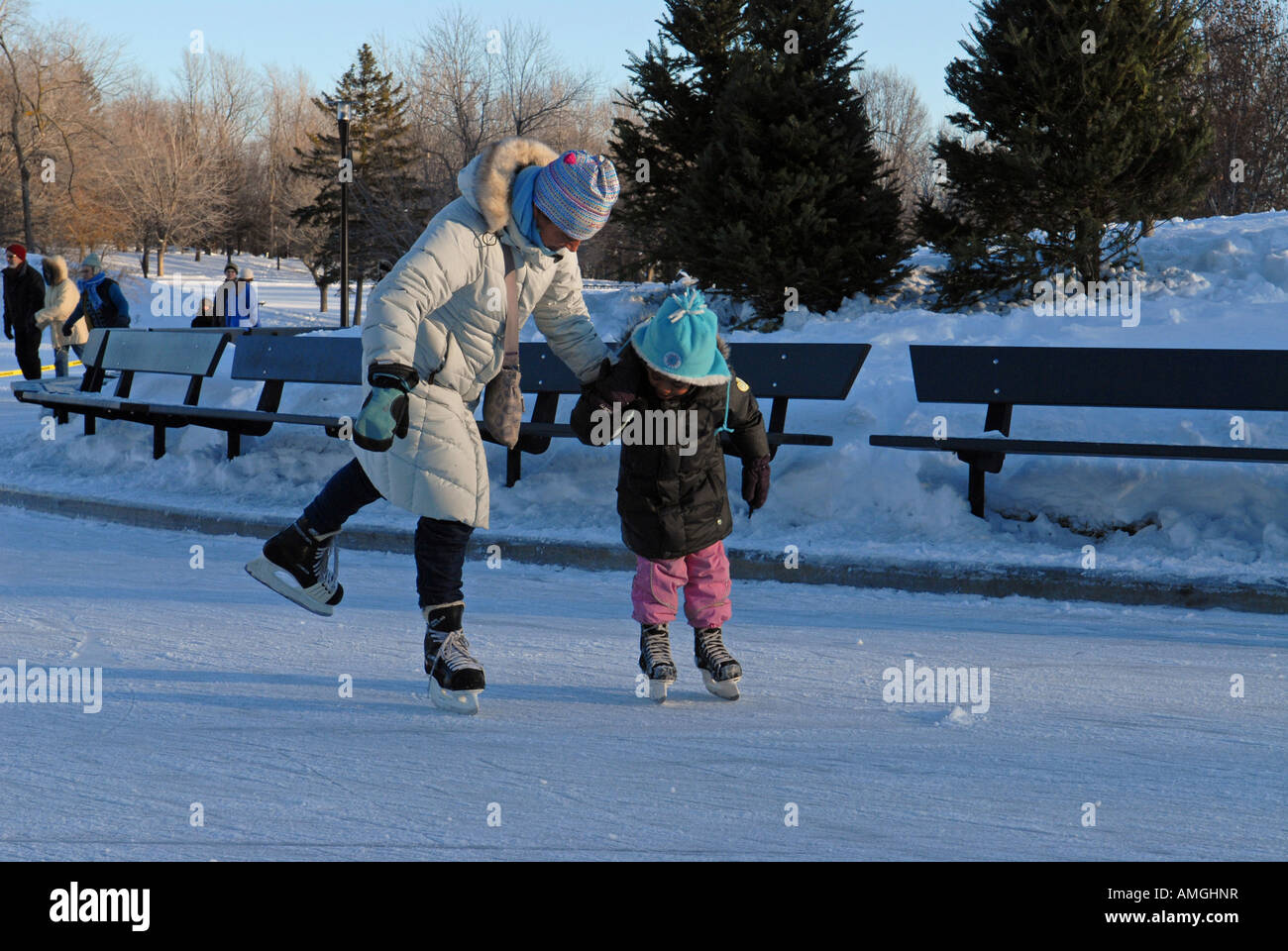 Ice skating in Montreal Mont Royal park Quebec canada Stock Photo Alamy