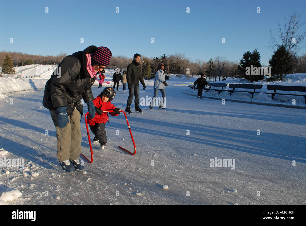 Ice skating in Montreal Quebec canada Stock Photo Alamy