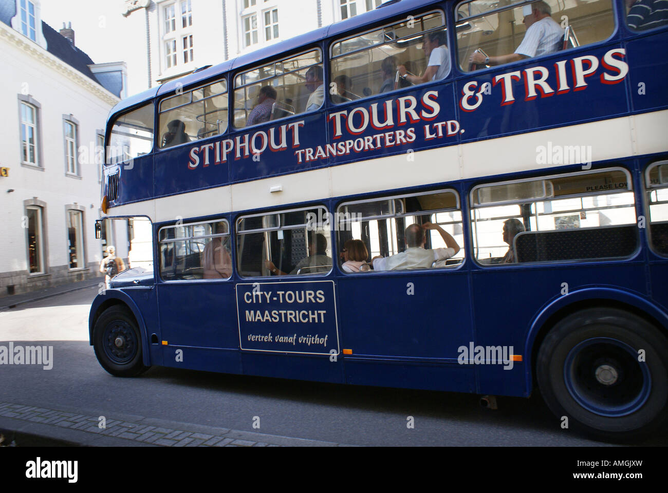 Bristol sightseeing bus in town centre of Maastricht Netherlands Stock Photo