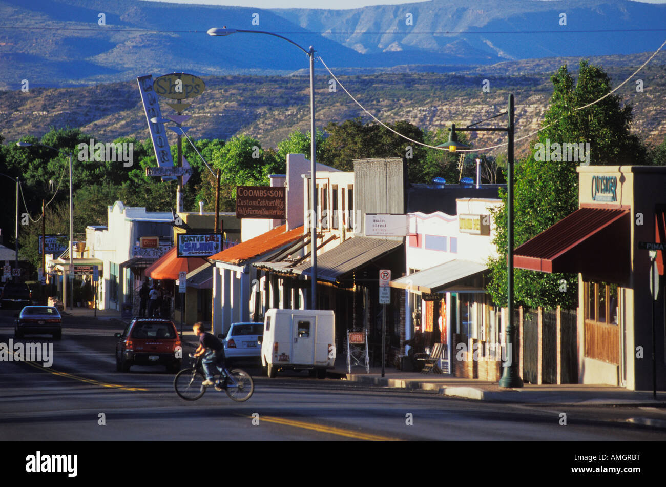 View of Old Town Cottonwood Main Street in Cottonwood Arizona Stock