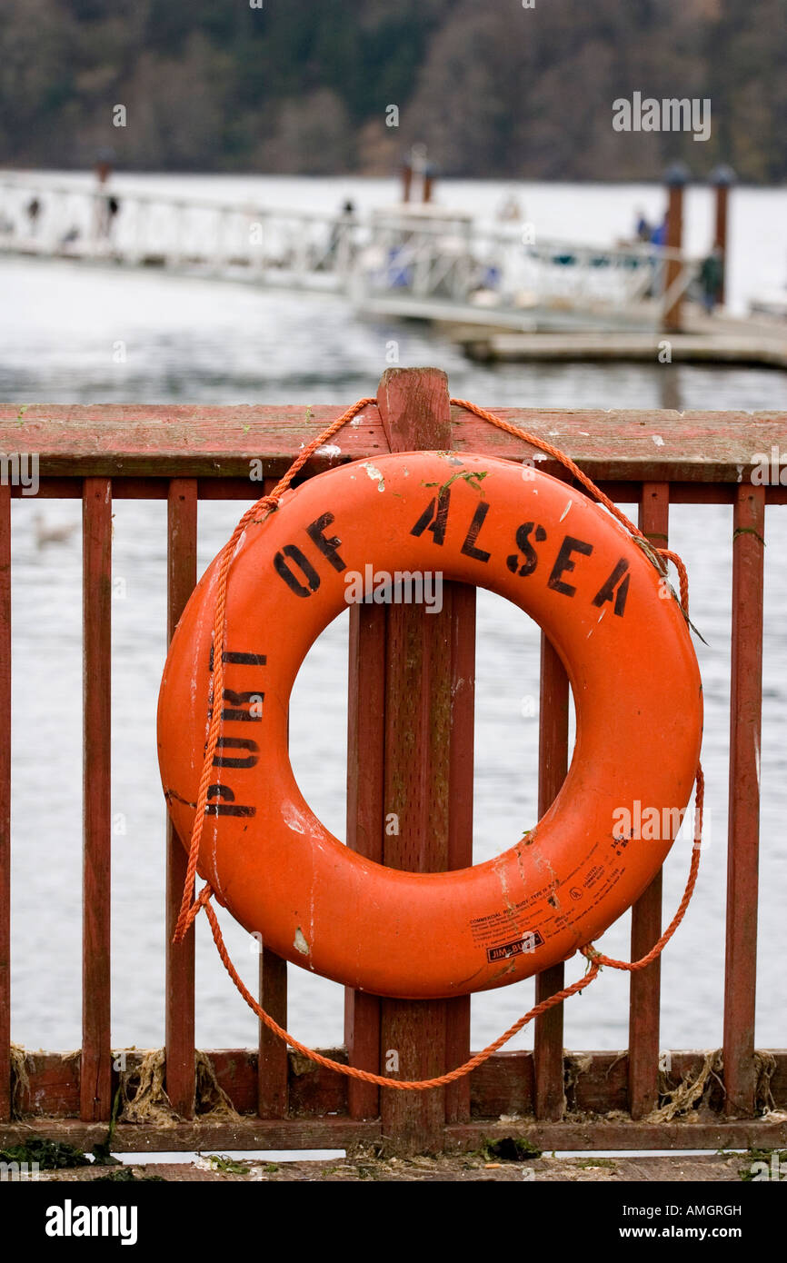 Life preserver on the crab docks in Waldport Oregon Stock Photo Alamy