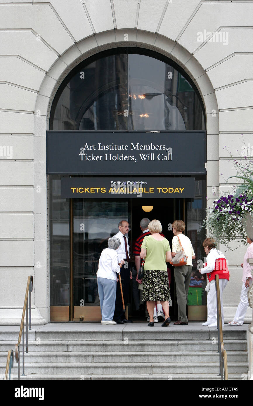 The Art Institute Michigan Avenue members and ticket holders entrance Chicago Illinois USA Stock