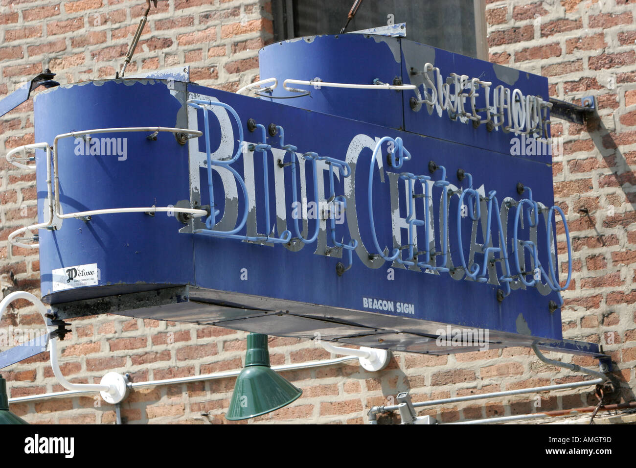 Sweet Home Blue Chicago music venue neon bar sign River North downtown Chicago Illinois USA