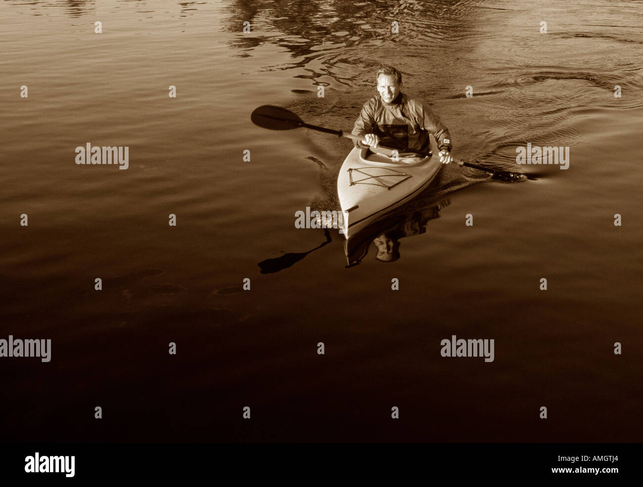 Portrait of Man Kayaking Stock Photo