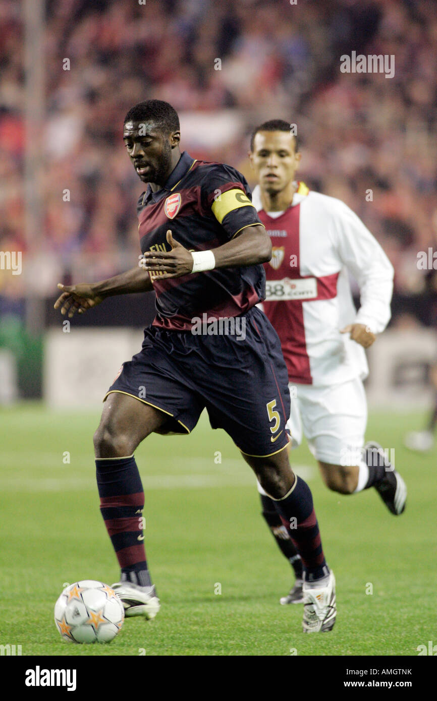 Toure pursued by Luis Fabiano. Stock Photo
