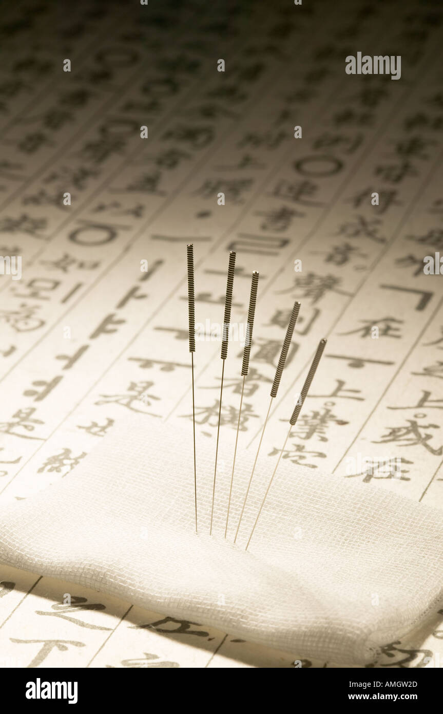 Acupuncture and Asian writings Stock Photo