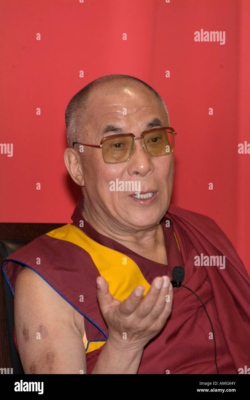 His holiness the 14th Dalai Lama Tenzin Gyatso, during his visit to Mexico City. Stock Photo