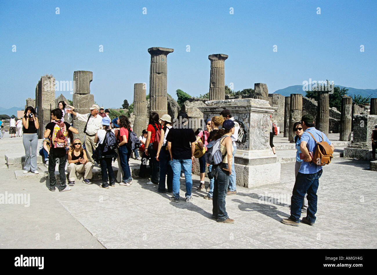 Tourists, Pompeii archaeological site, Pompeii, near Naples, Campania, Italy Stock Photo